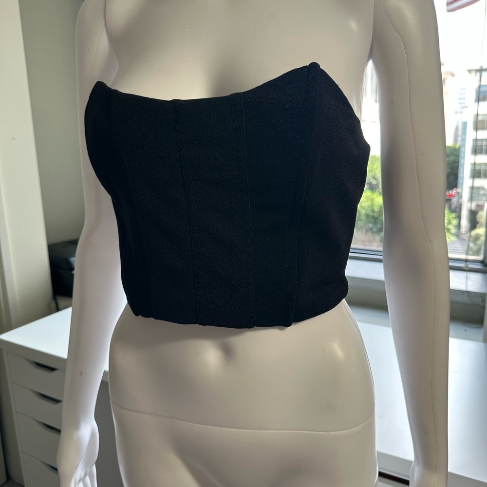 Black Strapless Bustier Top
